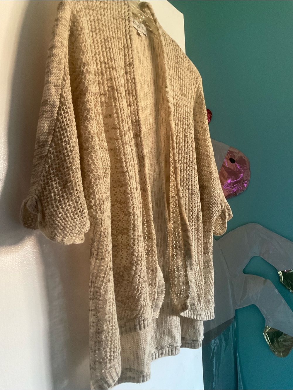 Women’s 2X Knox Rose Open-Front Cream Knit Cardigan